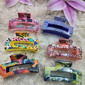 Leopard & Floral Pattern Hair Claw Combo (Set of 5)