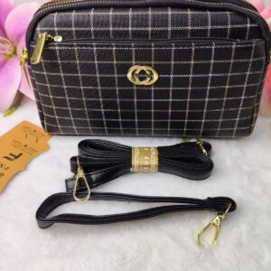 Dark Check Classic Ladies Clutch Bag