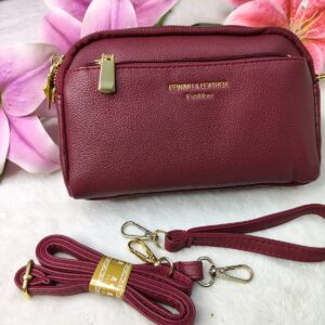 Maroon Dual Zipper Elegant Clutch Bag